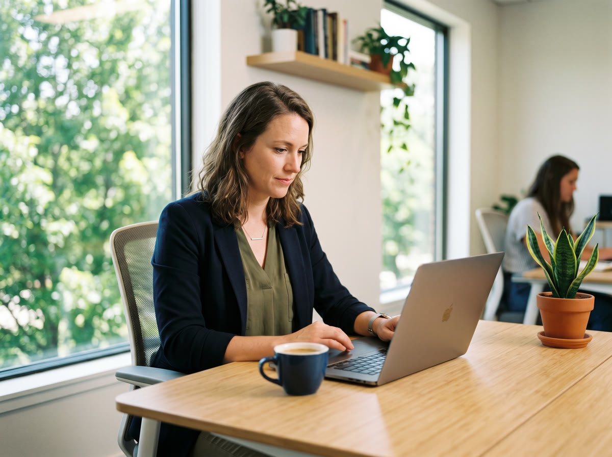 Operations manager reviewing sustainability readiness on the EVOLVED platform